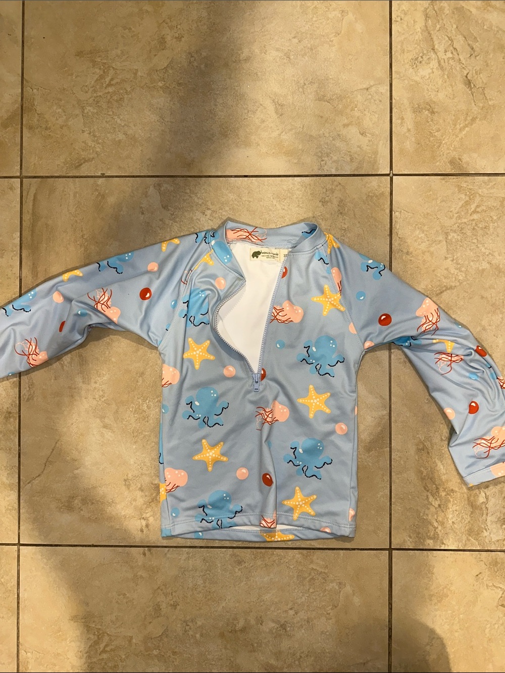 Monica and Andy Kids Blue Ocean Print Rash Guard Swim Jacket